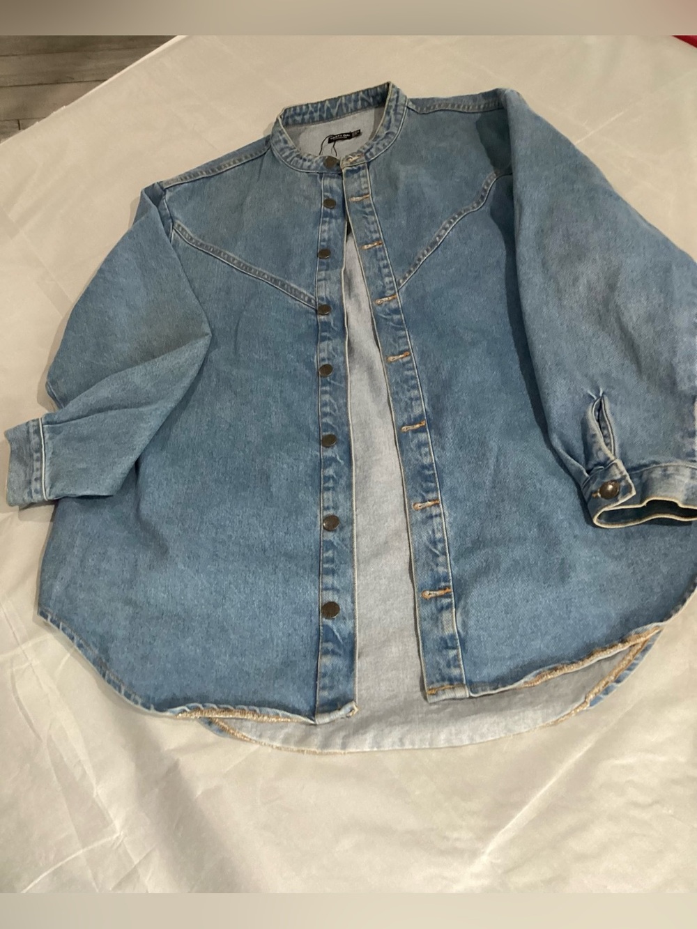 Nasty Gal Light Blue Denim Top with Label Detail  size 14 nwot